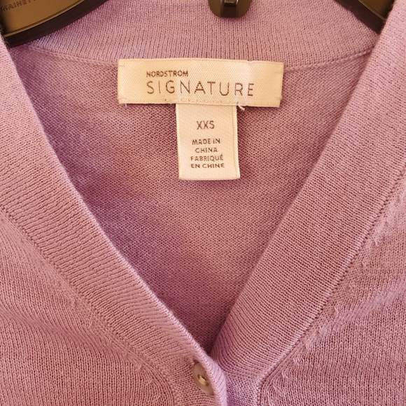 Signature V-Neck Cashmere & Cotton Cardigan in Purple Betta Size XXS - Picture 6 of 6